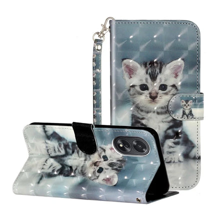 For Oppo A38 4G / A18 4G Cover 3D Pattern Print Leather Wallet Phone Case