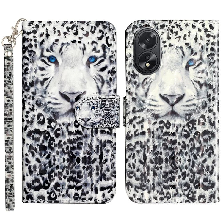 For Oppo A38 4G / A18 4G Cover 3D Pattern Print Leather Wallet Phone Case