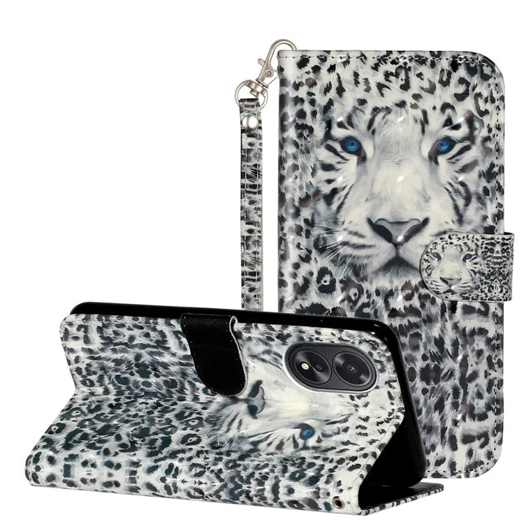 For Oppo A38 4G / A18 4G Cover 3D Pattern Print Leather Wallet Phone Case