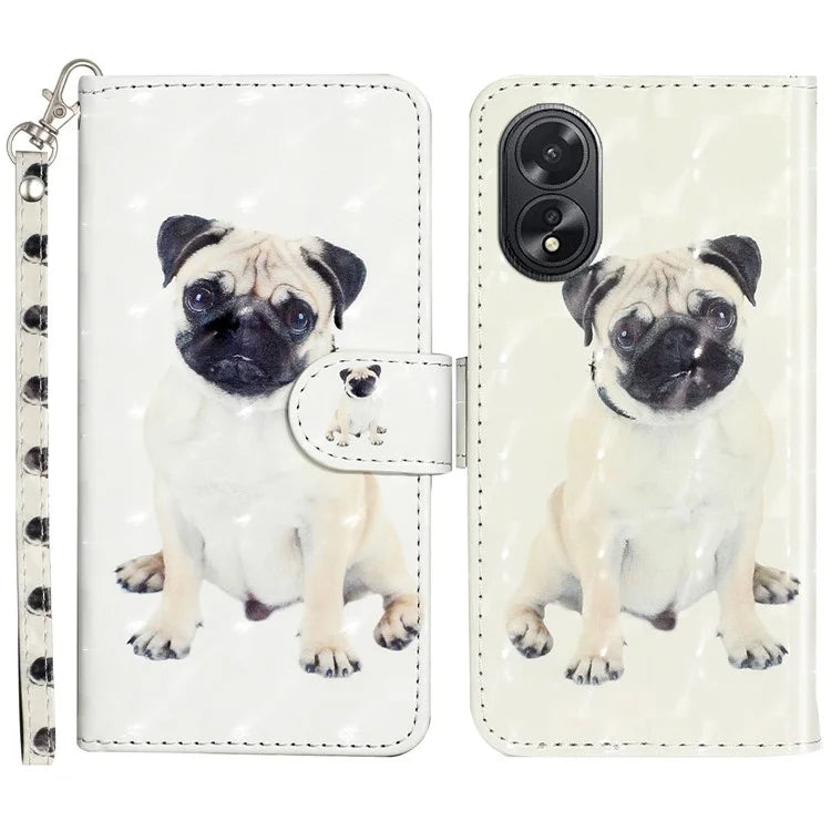 For Oppo A38 4G / A18 4G Cover 3D Pattern Print Leather Wallet Phone Case