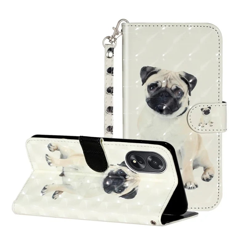 For Oppo A38 4G / A18 4G Cover 3D Pattern Print Leather Wallet Phone Case