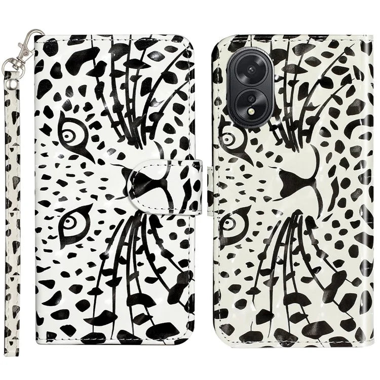 For Oppo A38 4G / A18 4G Cover 3D Pattern Print Leather Wallet Phone Case Head