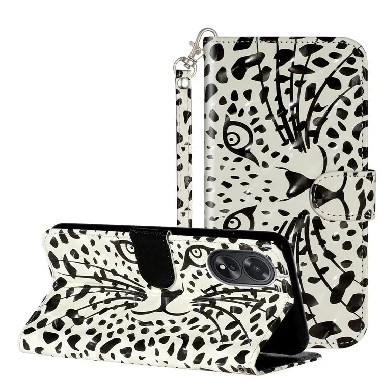 For Oppo A38 4G / A18 4G Cover 3D Pattern Print Leather Wallet Phone Case Head