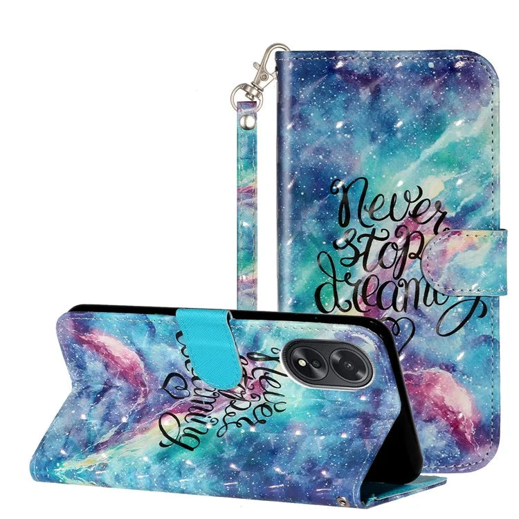 For Oppo A38 4G / A18 4G Cover 3D Pattern Print Leather Wallet Phone Case