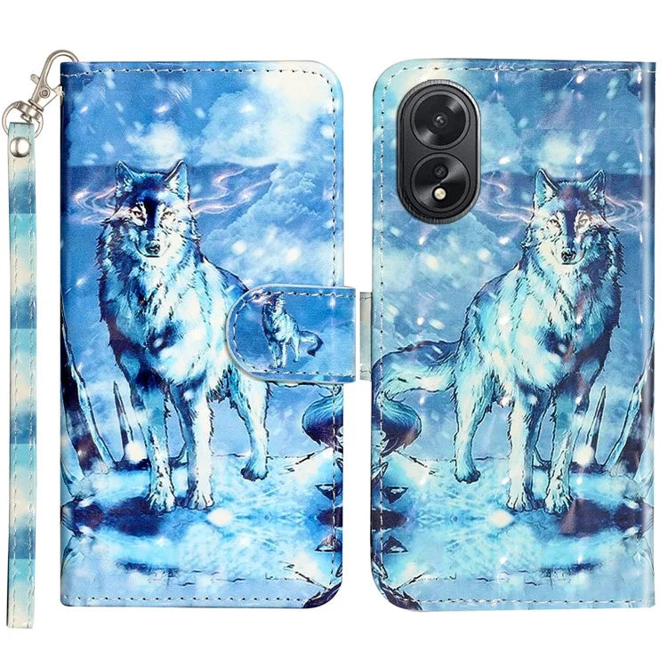 For Oppo A38 4G / A18 4G Cover 3D Pattern Print Leather Wallet Phone Case