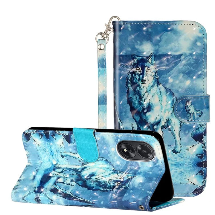 For Oppo A38 4G / A18 4G Cover 3D Pattern Print Leather Wallet Phone Case