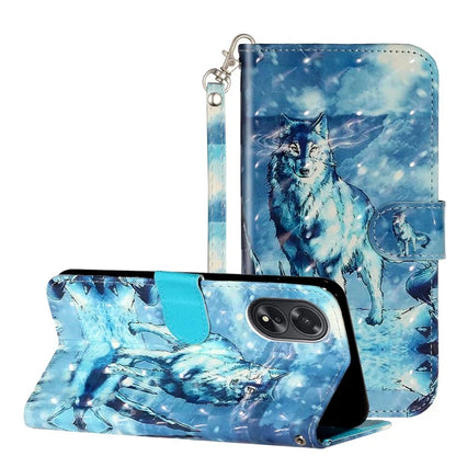 For Oppo A38 4G / A18 4G Cover 3D Pattern Print Leather Wallet Phone Case