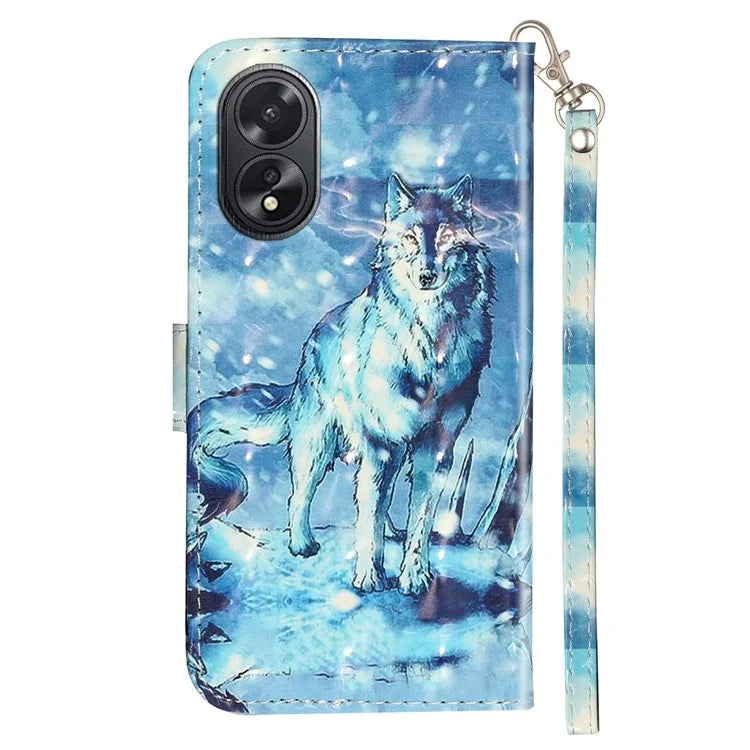 For Oppo A38 4G / A18 4G Cover 3D Pattern Print Leather Wallet Phone Case