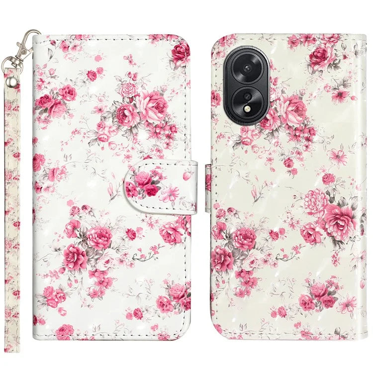 For Oppo A38 4G / A18 4G Cover 3D Pattern Print Leather Wallet Phone Case