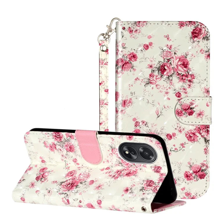 For Oppo A38 4G / A18 4G Cover 3D Pattern Print Leather Wallet Phone Case