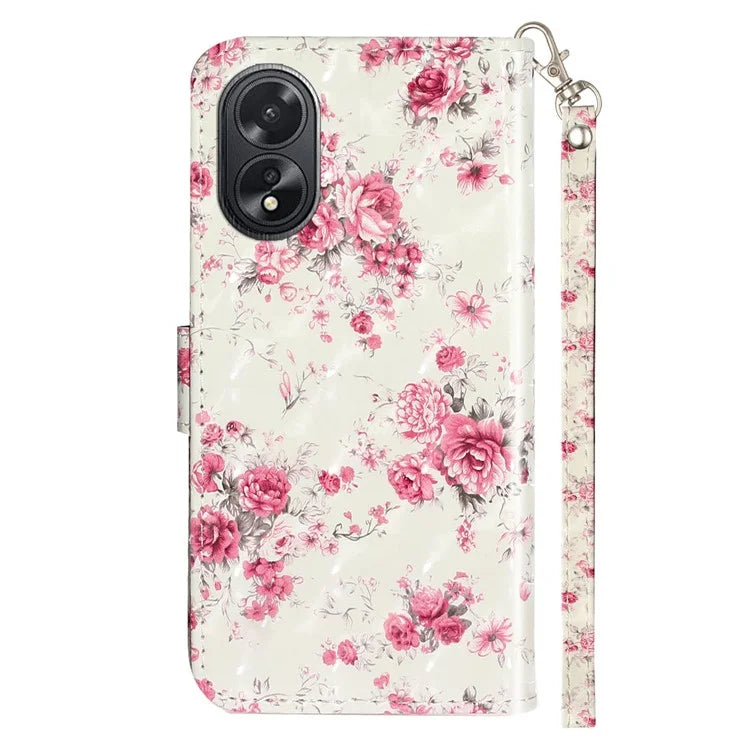 For Oppo A38 4G / A18 4G Cover 3D Pattern Print Leather Wallet Phone Case