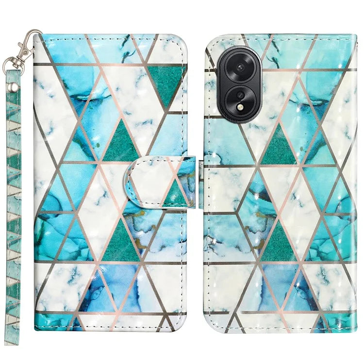 For Oppo A38 4G / A18 4G Cover 3D Pattern Print Leather Wallet Phone Case