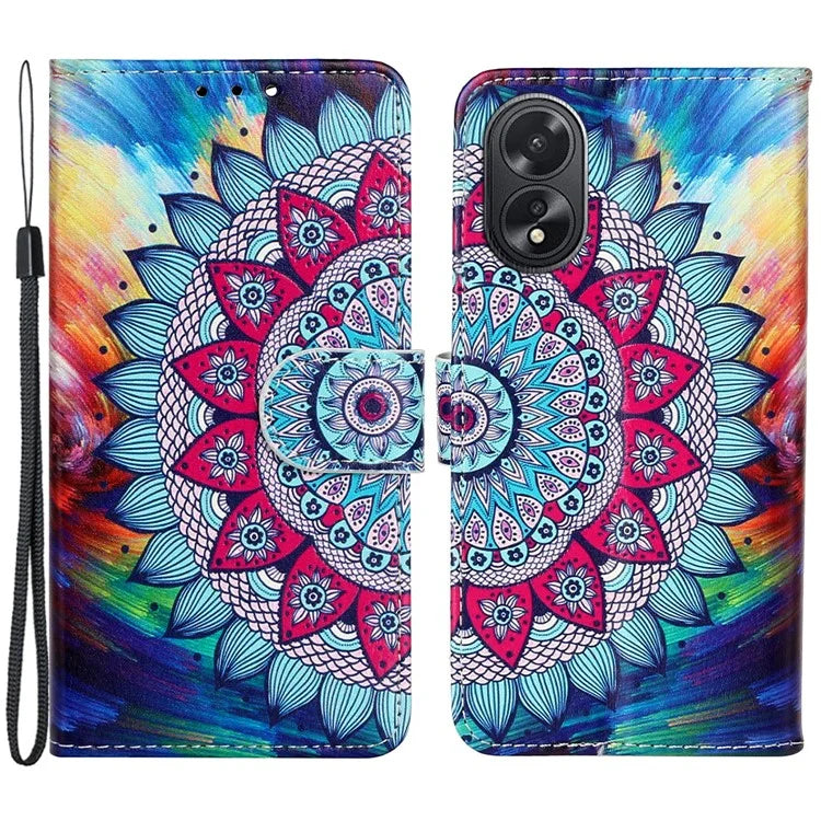 For Oppo A38 4G / A18 4G Cover Pattern Printing Well-protected Phone Leather Case