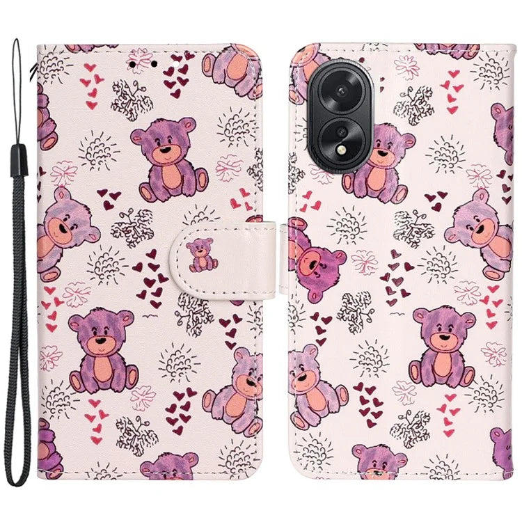 For Oppo A38 4G / A18 4G Cover Pattern Printing Well-protected Phone Leather Case
