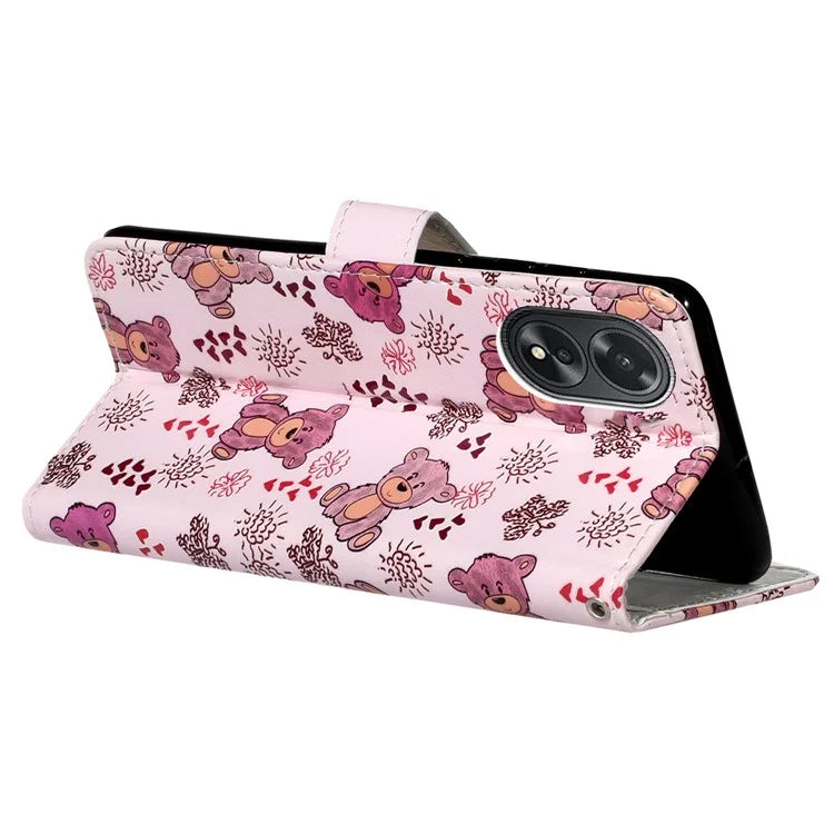 For Oppo A38 4G / A18 4G Cover Pattern Printing Well-protected Phone Leather Case
