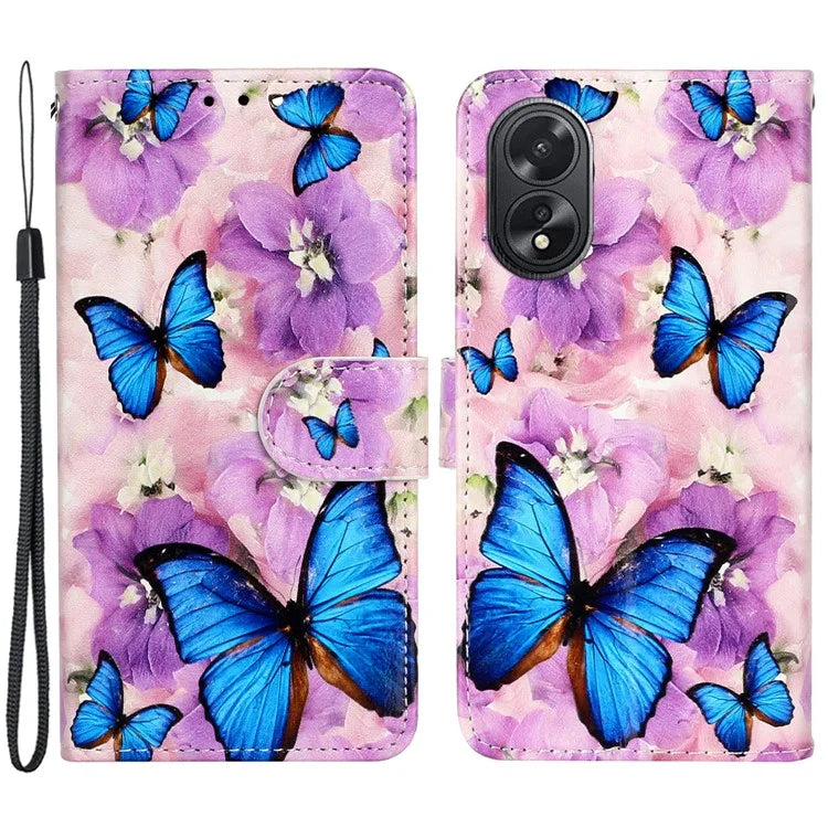 For Oppo A38 4G / A18 4G Cover Pattern Printing Well-protected Phone Leather Case
