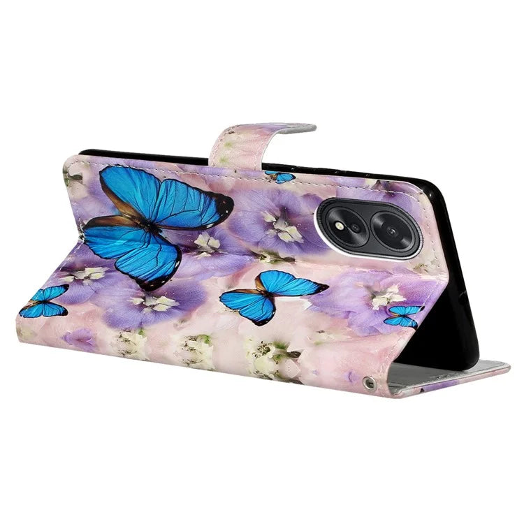 For Oppo A38 4G / A18 4G Cover Pattern Printing Well-protected Phone Leather Case
