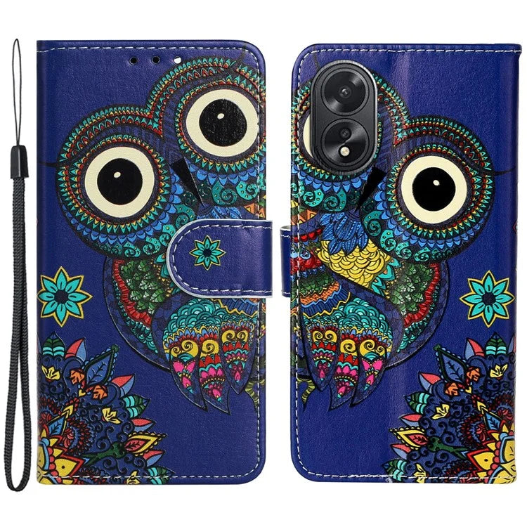 For Oppo A38 4G / A18 4G Cover Pattern Printing Well-protected Phone Leather Case