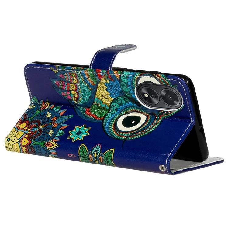 For Oppo A38 4G / A18 4G Cover Pattern Printing Well-protected Phone Leather Case