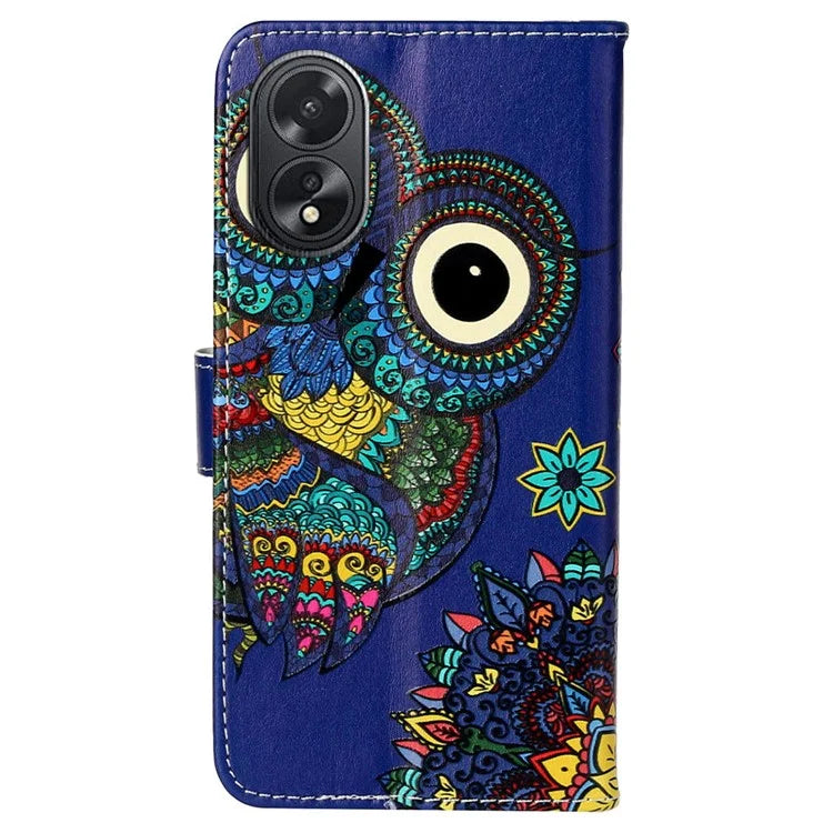 For Oppo A38 4G / A18 4G Cover Pattern Printing Well-protected Phone Leather Case