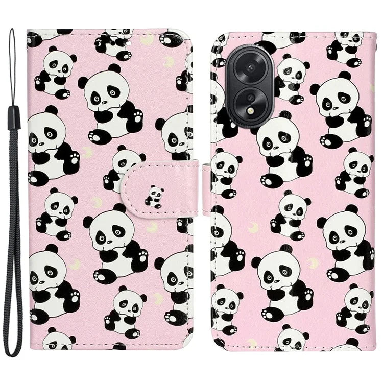 For Oppo A38 4G / A18 4G Cover Pattern Printing Well-protected Phone Leather Case