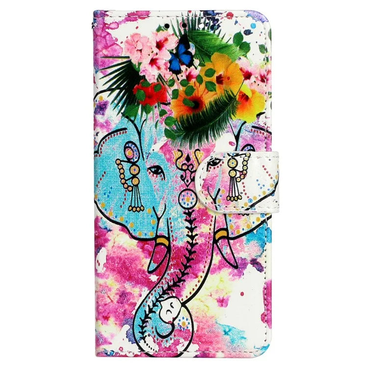 For Oppo A38 4G / A18 4G Cover Pattern Printing Well-protected Phone Leather Case Elephant