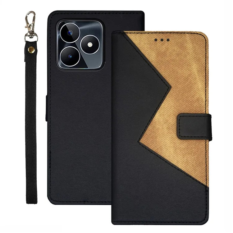 IDEWEI For Realme C53 (Global) / C53 (India) / C51 Cover Card Slots Splicing Color PU Leather Phone Case