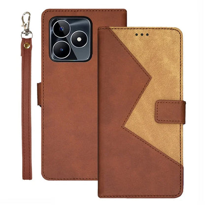 IDEWEI For Realme C53 (Global) / C53 (India) / C51 Cover Card Slots Splicing Color PU Leather Phone Case