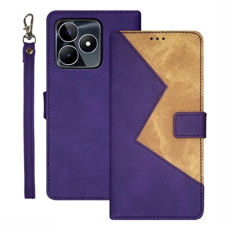IDEWEI For Realme C53 (Global) / C53 (India) / C51 Cover Card Slots Splicing Color PU Leather Phone Case