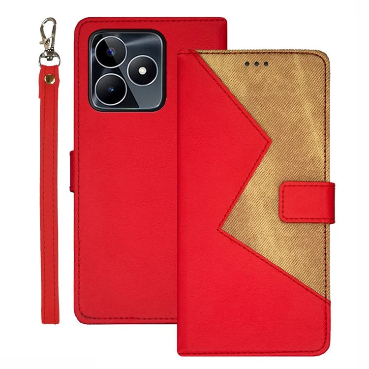 IDEWEI For Realme C53 (Global) / C53 (India) / C51 Cover Card Slots Splicing Color PU Leather Phone Case