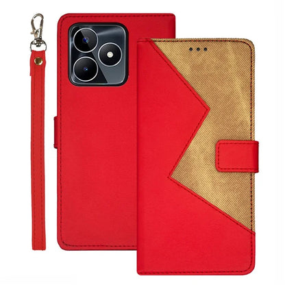 IDEWEI For Realme C53 (Global) / C53 (India) / C51 Cover Card Slots Splicing Color PU Leather Phone Case