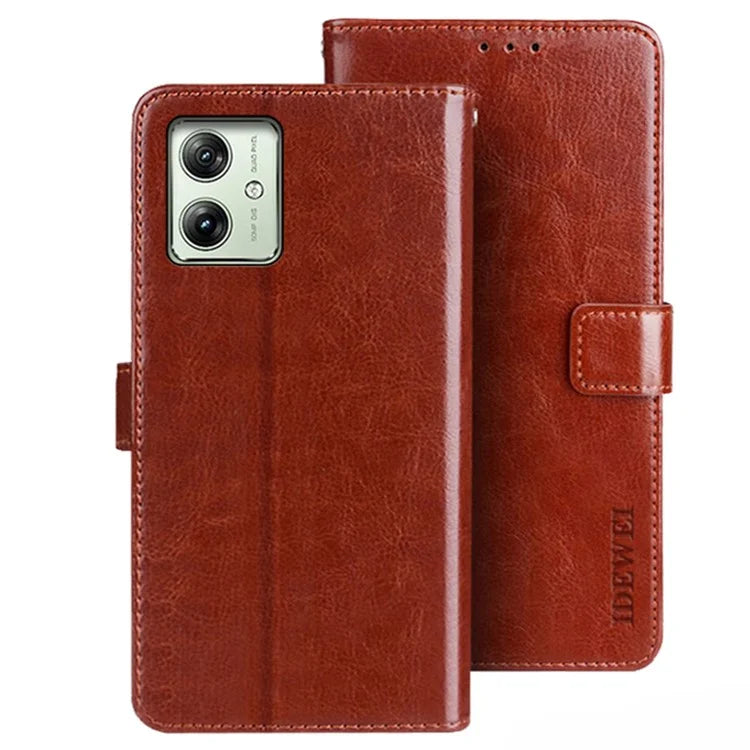 IDEWEI For Motorola Moto G54 5G Case Anti-drop Leather Stand Wallet Phone Cover