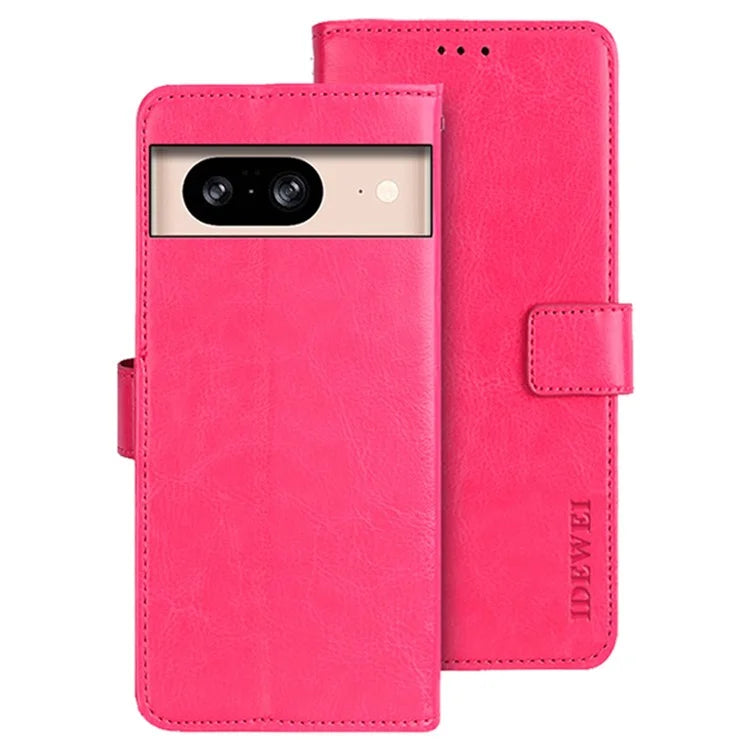IDEWEI For Google Pixel 8 Case Crazy Horse Texture Leather Cell Phone Stand Cover