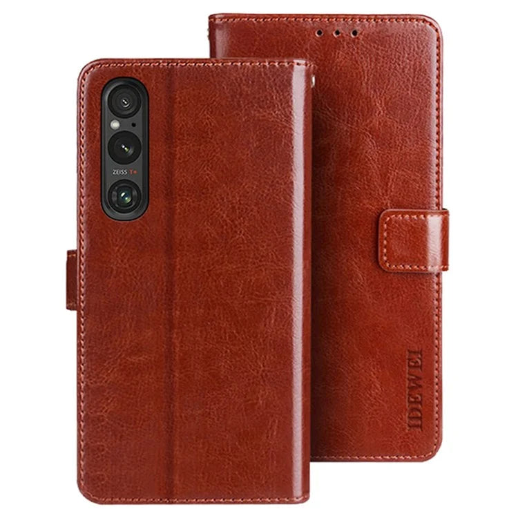 IDEWEI For Sony Xperia 1 V Case Crazy Horse Texture Flip Leather Wallet Phone Cover