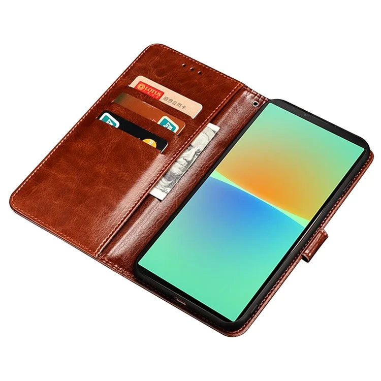 IDEWEI For Sony Xperia 1 V Case Crazy Horse Texture Flip Leather Wallet Phone Cover