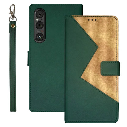 IDEWEI For Sony Xperia 1 V Case PU Leather Stand Card Slots Cell Phone Cover Shell
