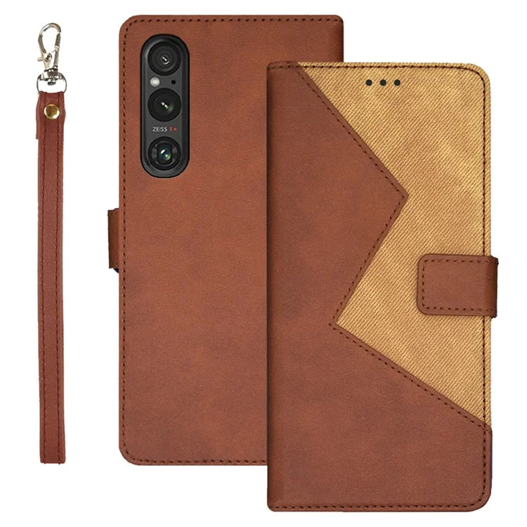 IDEWEI For Sony Xperia 1 V Case PU Leather Stand Card Slots Cell Phone Cover Shell