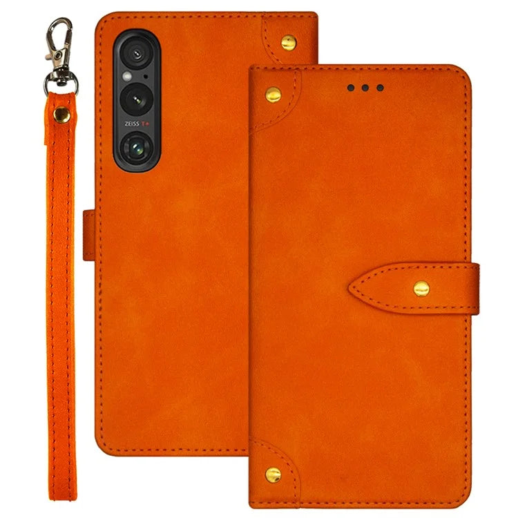 IDEWEI For Sony Xperia 1 V Case Card Holder Protective Phone Cover with Stand