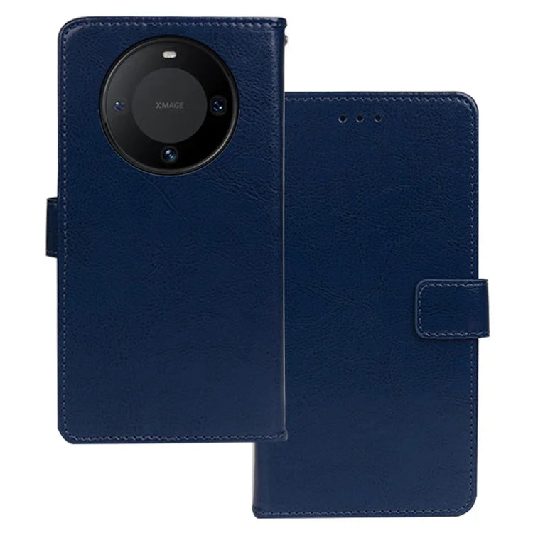IDEWEI For Huawei Mate 60 Pro Case Slim-Fit Crazy Horse Texture Leather Phone Stand Cover
