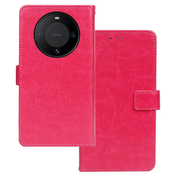 IDEWEI For Huawei Mate 60 Pro Case Slim-Fit Crazy Horse Texture Leather Phone Stand Cover