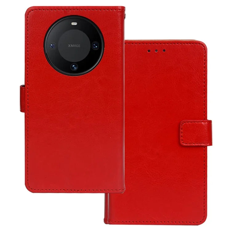 IDEWEI For Huawei Mate 60 Pro Case Slim-Fit Crazy Horse Texture Leather Phone Stand Cover