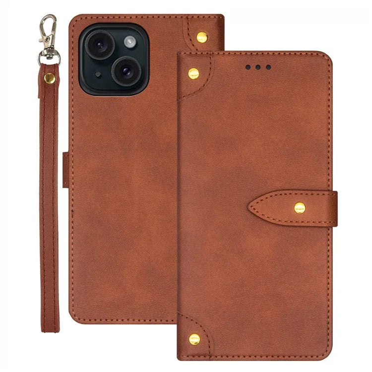 IDEWEI For iPhone 15 Plus Leather Case Card Holder Phone Stand Cover
