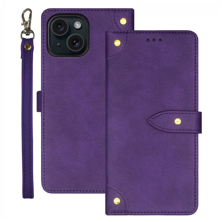 IDEWEI For iPhone 15 Plus Leather Case Card Holder Phone Stand Cover