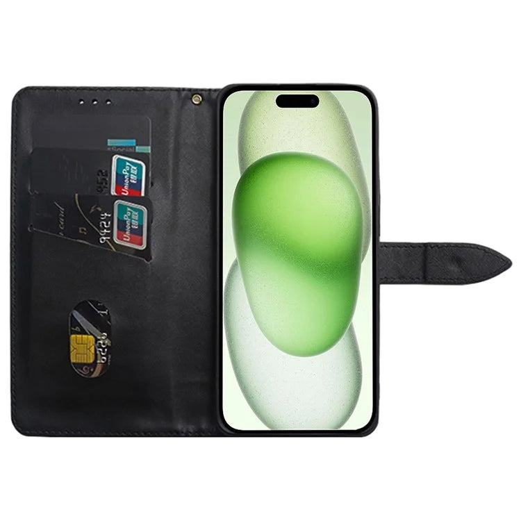 IDEWEI For iPhone 15 Plus Leather Case Card Holder Phone Stand Cover