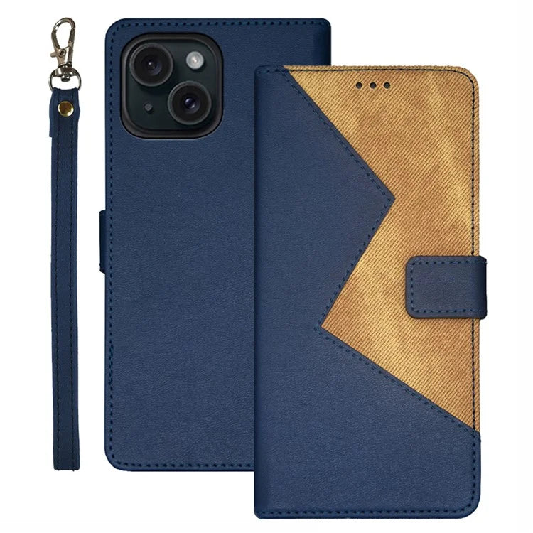 IDEWEI For iPhone 15 Case Card Slots PU Leather Stand Drop-proof Phone Cover