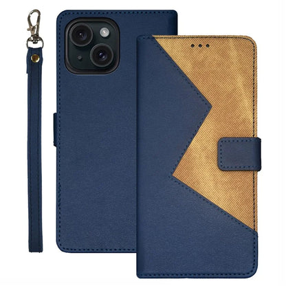 IDEWEI For iPhone 15 Case Card Slots PU Leather Stand Drop-proof Phone Cover