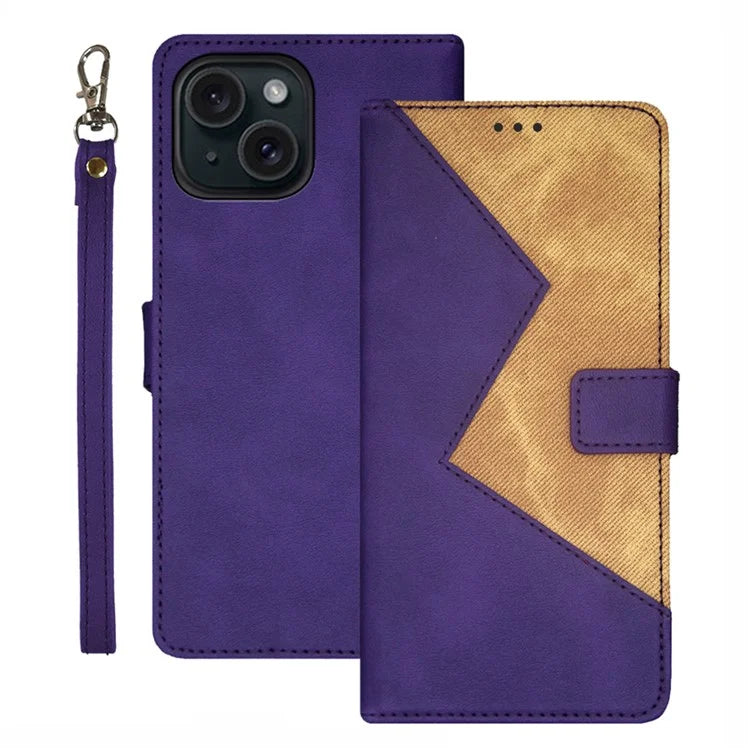 IDEWEI For iPhone 15 Case Card Slots PU Leather Stand Drop-proof Phone Cover
