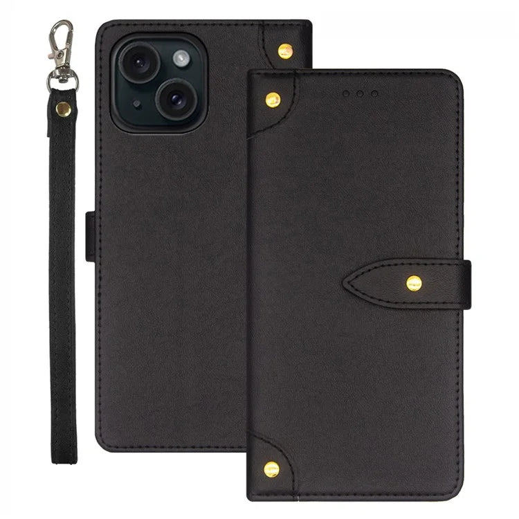 IDEWEI For iPhone 15 Case Leather Phone Cover with Card Holder