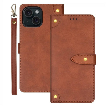 IDEWEI For iPhone 15 Case Leather Phone Cover with Card Holder