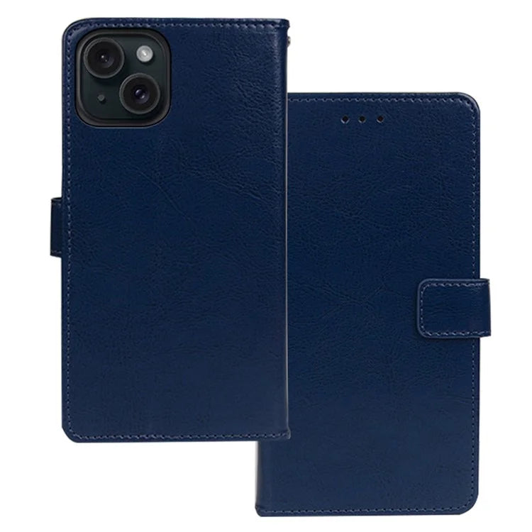 IDEWEI For iPhone 15 Plus Case Full Protection PU Leather Stand Wallet Phone Cover